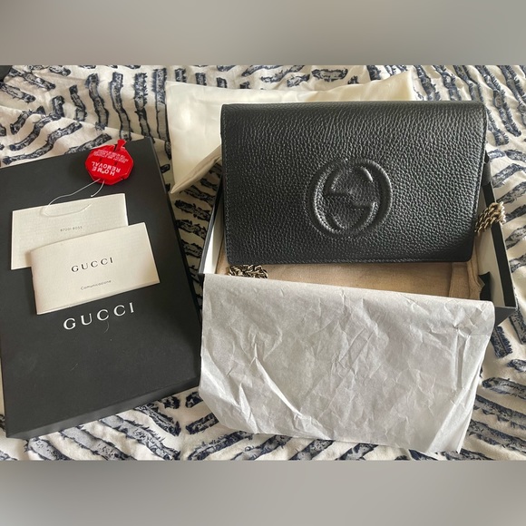 Gucci Soho Wallet on Chain, Black Leather, New With Tags - Picture 4 of 16